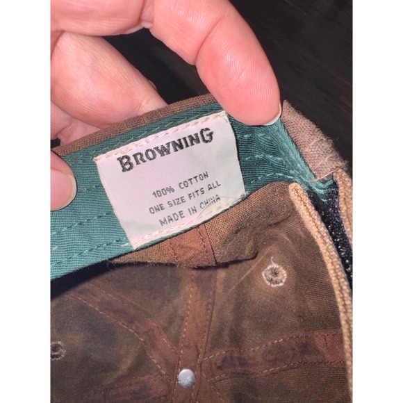 Browning Mens Waxed Cotton Deer Buck Embroidered Hat Brown Adjustable Cap OSFA - Picture 6 of 6